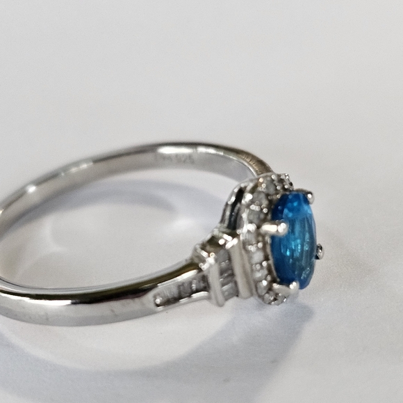 Genuine Neon Apatite & Diamond Ring Platinum over Sterling Silver Sz 10! ✨️ - Picture 7 of 11